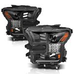 Anzo Projector Headlights w/Plank Style Design; Black w/Amber Sequential Turn Signal (111408)