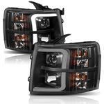 Anzo Projector Headlights w/Plank Style Switchback; Black w/Amber; Pair (111410)