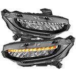 Anzo Projector Headlights w/Plank Style Design; Black w/Sequential Amber; Pair; LED (121527)