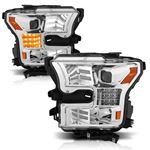 Anzo Projector Headlights w/Plank Style Design; Chrome w/Amber Sequential Turn Signal (111409)