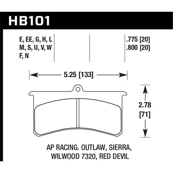 Hawk Performance Motorsports Brake Pads (HB101U.77