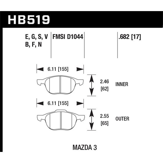 Hawk Performance DTC-60 Brake Pads (HB519G.682)
