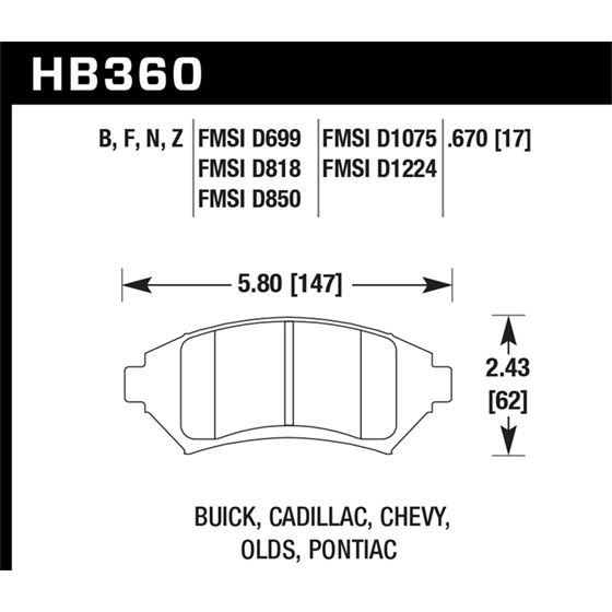 Hawk Performance HPS 5.0 Brake Pads (HB360B.670)