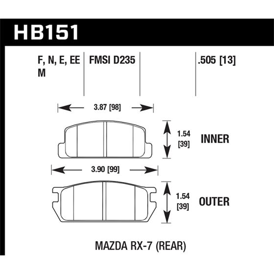 Hawk Performance Black Brake Pads (HB151M.505)