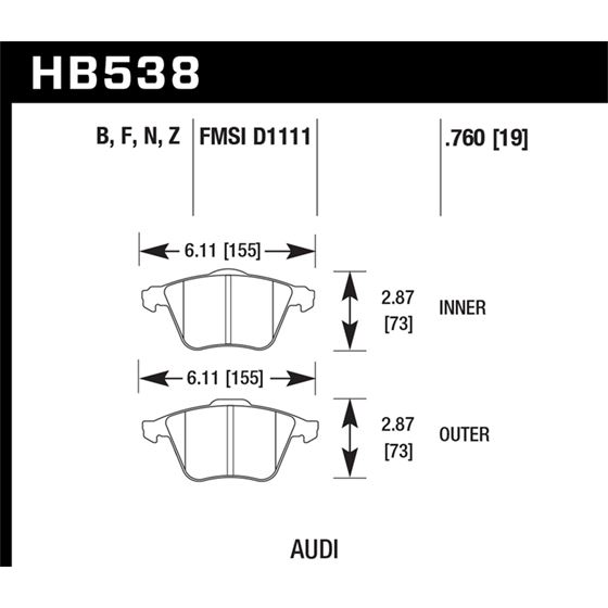 Hawk Performance HPS Brake Pads (HB538F.760)