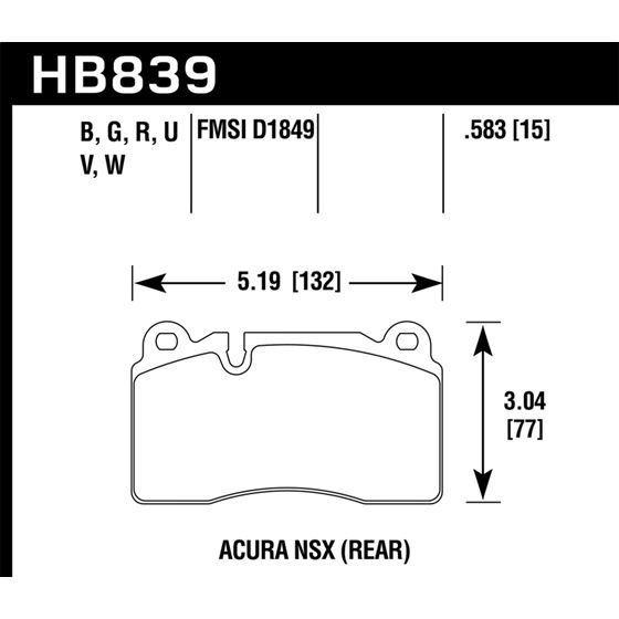 Hawk Performance DTC-30 Brake Pads (HB839W.583)