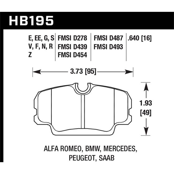 Hawk Performance Blue 9012 Brake Pads (HB195E.640)