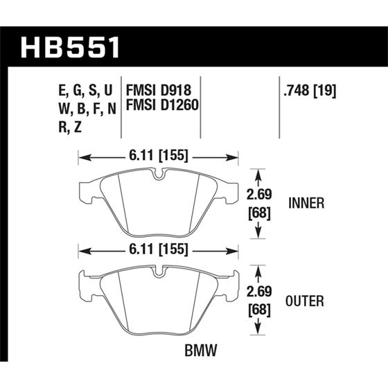 Hawk Performance HT-10 Brake Pads (HB551S.748)