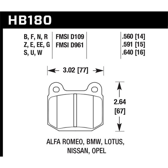 Hawk Performance DTC-70 Brake Pads (HB180U.640)