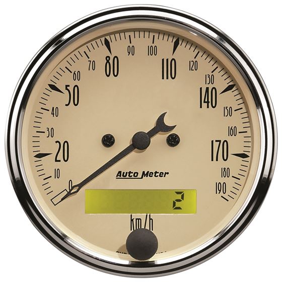 AutoMeter 3-1/8in 0-190km/h Antique Beige Elec. Pr