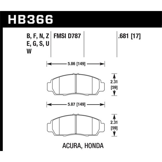 Hawk Performance HPS 5.0 Brake Pads (HB366B.681)