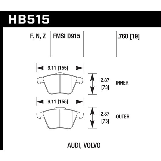 Hawk Performance HPS Brake Pads (HB515F.760)