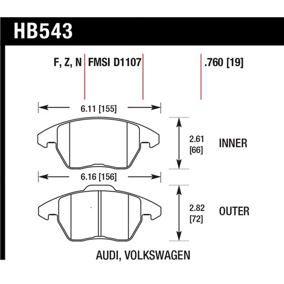 Hawk Performance HPS Brake Pads (HB543F.760)