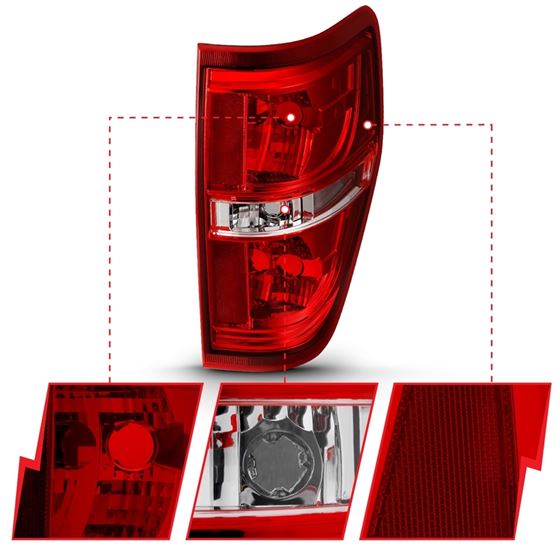 Anzo Tail Light Assembly; Red/Clear Lens; w/o Bu-3