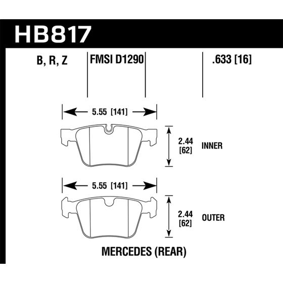 Hawk Performance HPS 5.0 Brake Pads (HB817B.633)