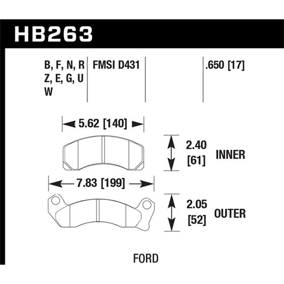 Hawk Performance HPS 5.0 Brake Pads (HB263B.650)