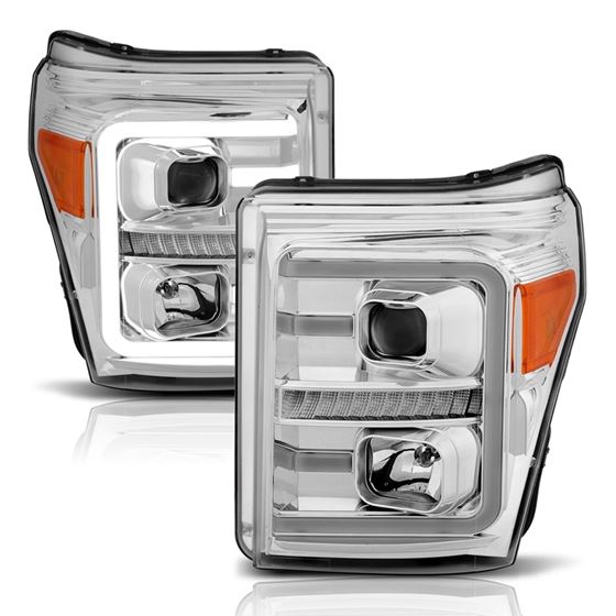 Anzo Projector Headlights w/Plank Style Switchback; Chrome w/Amber; Pair (111407)