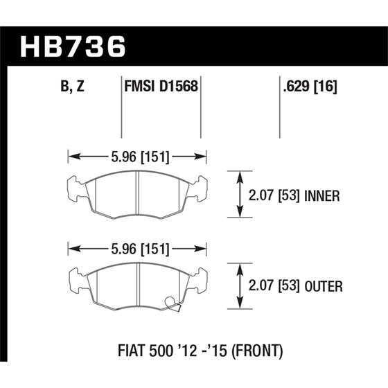 Hawk Performance Blue 9012 Brake Pads (HB736E.629)