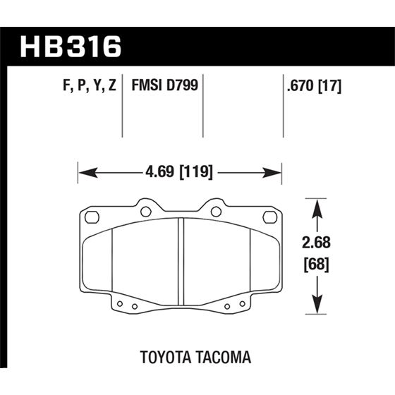 Hawk Performance HPS Brake Pads (HB316F.670)