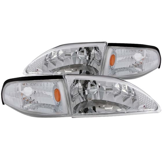 ANZO 1994-1998 Ford Mustang Crystal Headlights Chr