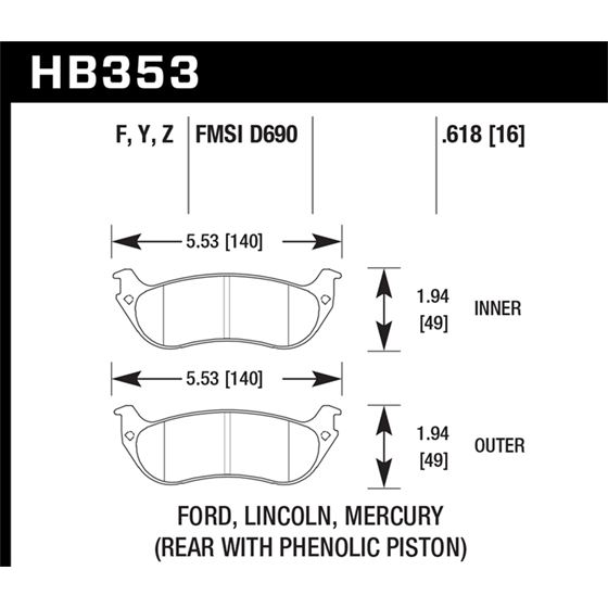 Hawk Performance HPS Brake Pads (HB353F.618)