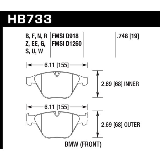 Hawk Performance HPS 5.0 Brake Pads (HB733B.748)