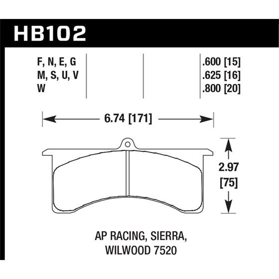 Hawk Performance Black Disc Brake Pad (HB102M.625)