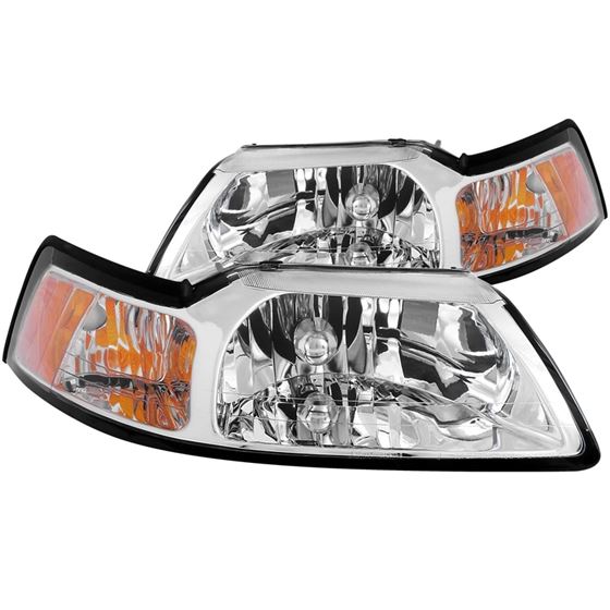 ANZO 1999-2004 Ford Mustang Crystal Headlights Chr