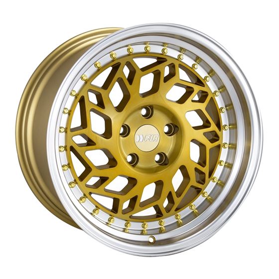 F1R R32 18x8.5 - Brushed Gold/ Polish Lip Wheel