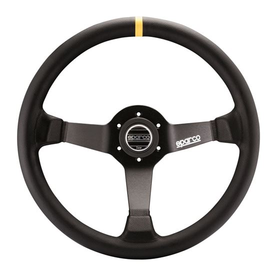 Sparco R345 Racing Steering Wheel, Black Leather (