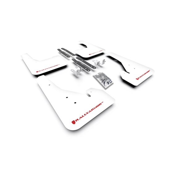 Rally Armor White Mud Flap/Red Logo for 2019-2021