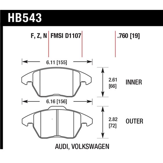 Hawk Performance HP Plus Brake Pads (HB543N.760)